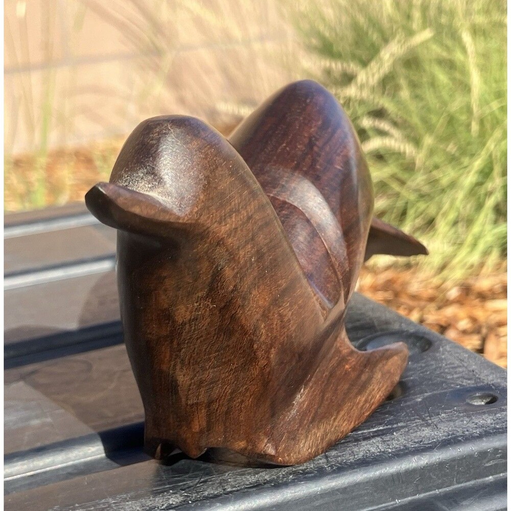 VTG Hand Carved Seal Sculpture Figurine Abstract Folk Art Ironwood 9”